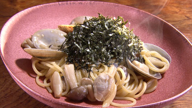 増田さんのまかないパスタ「ワサビが香る！アサリとしめじの和風パスタ」