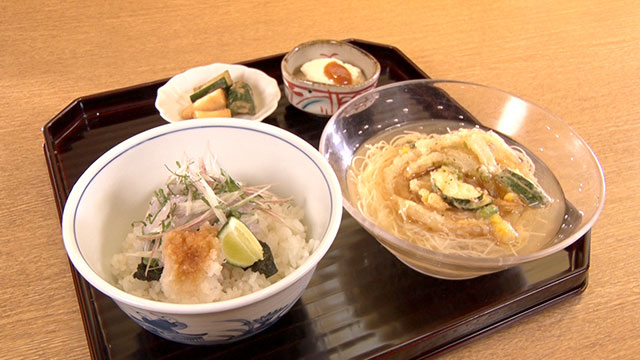 太刀魚の薬味和え丼と夏野菜かき揚げ素麺セット 1998円※9月10日まで