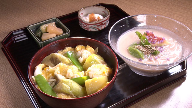 鱧と丸茄子の玉〆丼といちじくの胡麻だれ素麺セット 3132円※9月10日まで