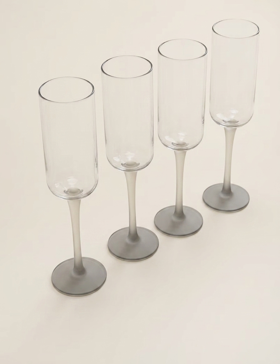 Celine Set of 4 Ribbed Champagne Flutes