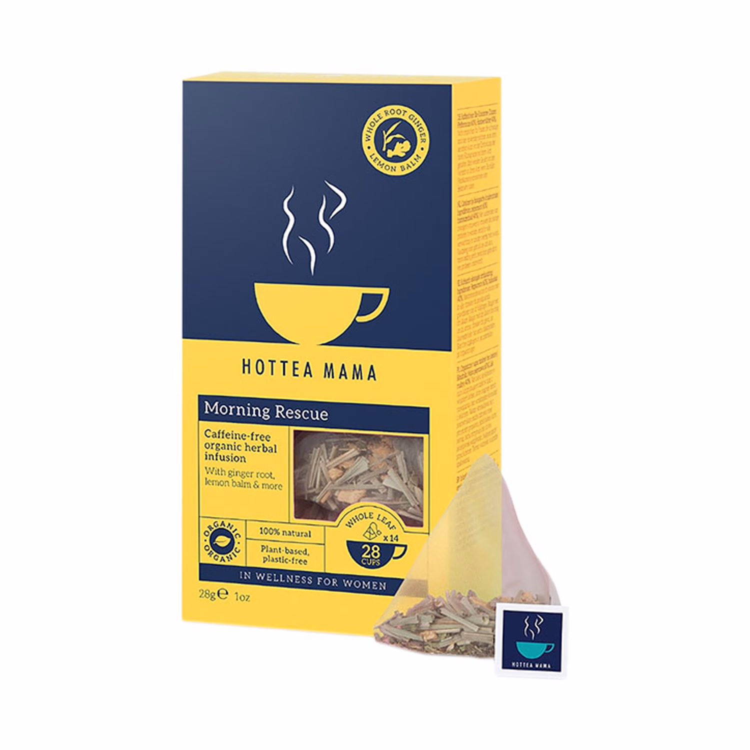 HotTea Mama Morning Rescue Ginger and Lemon Balm Herbal Tea 14 Tea Bags