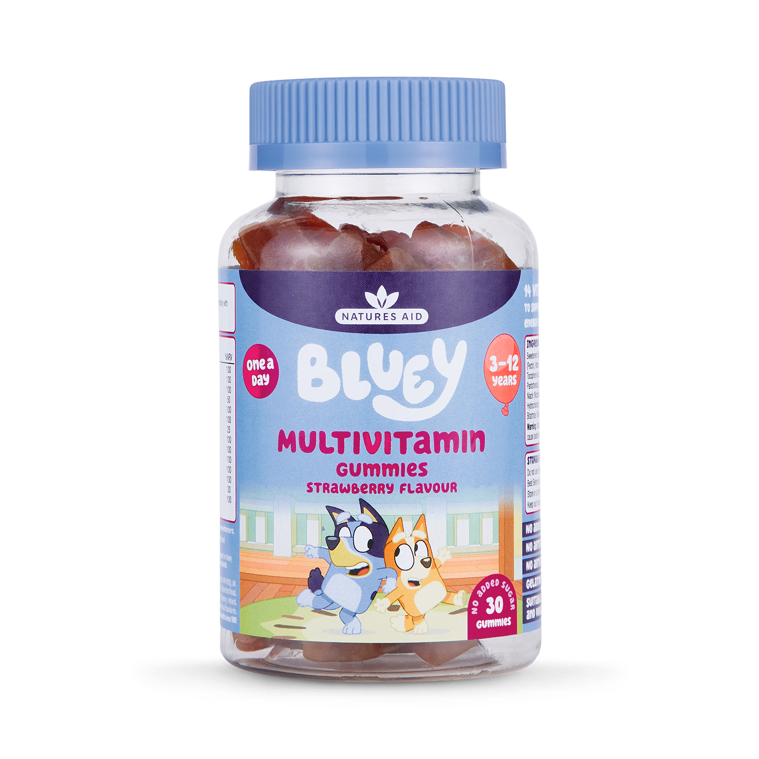 Natures Aid Bluey Multivitamin Strawberry Gummies Kids Supplement 30 Count