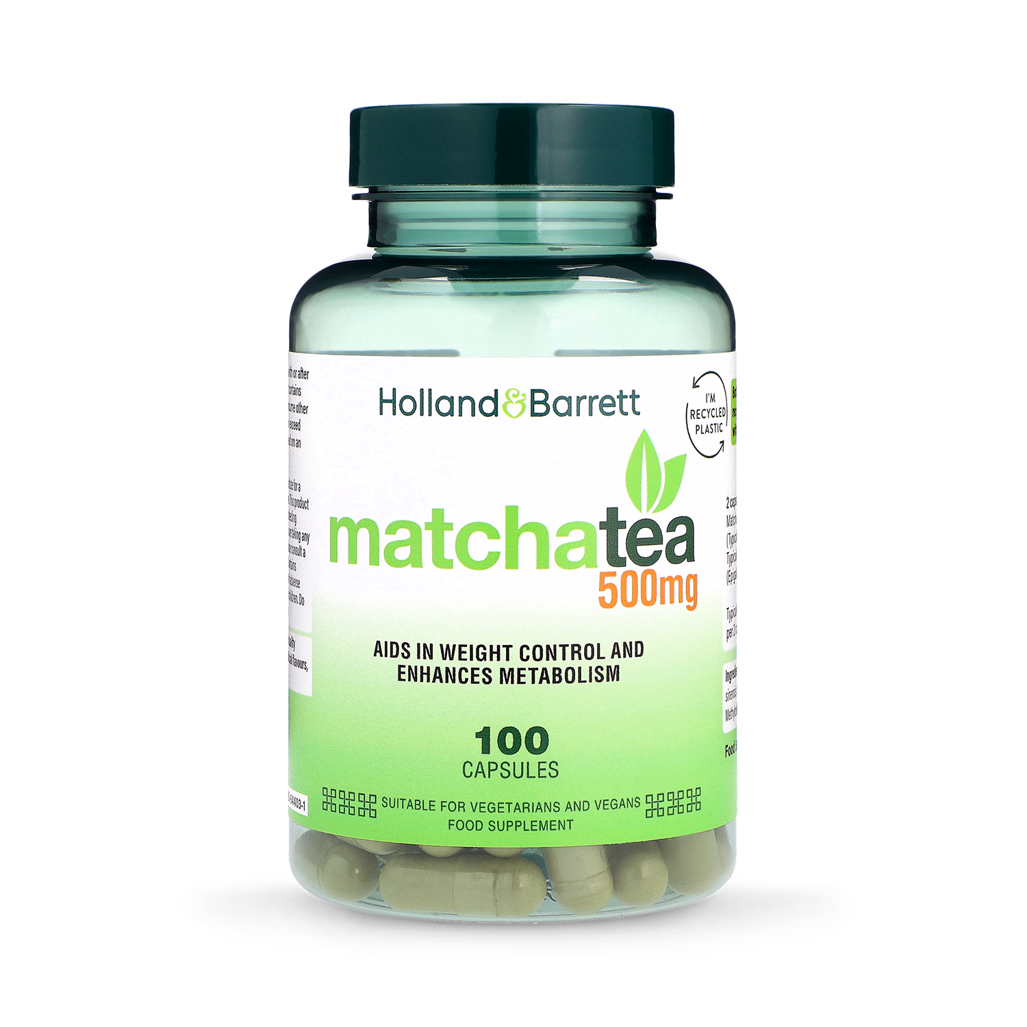 Holland Barrett Matcha Tea 500mg 100 Capsules