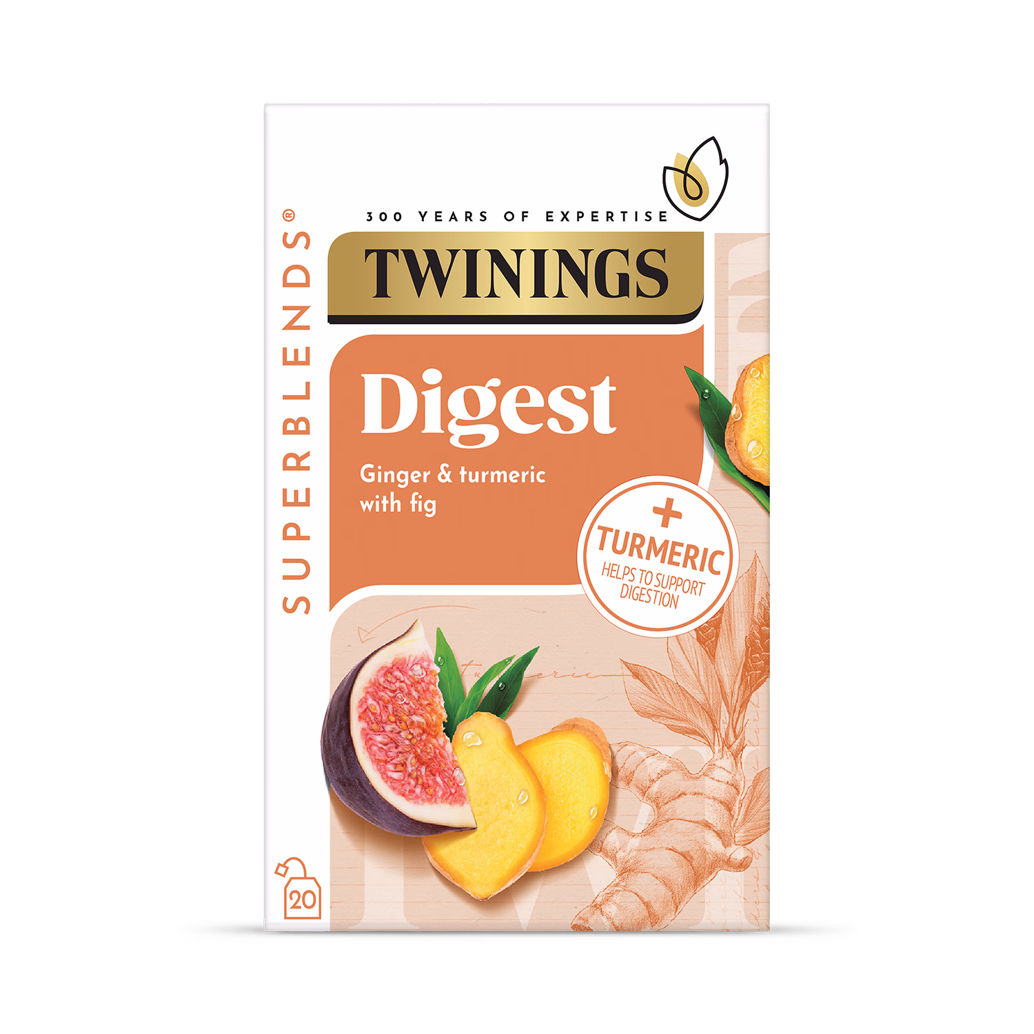 Ginger and Turmeric Herbal Digestive Infusion with Fig 20 Teabags