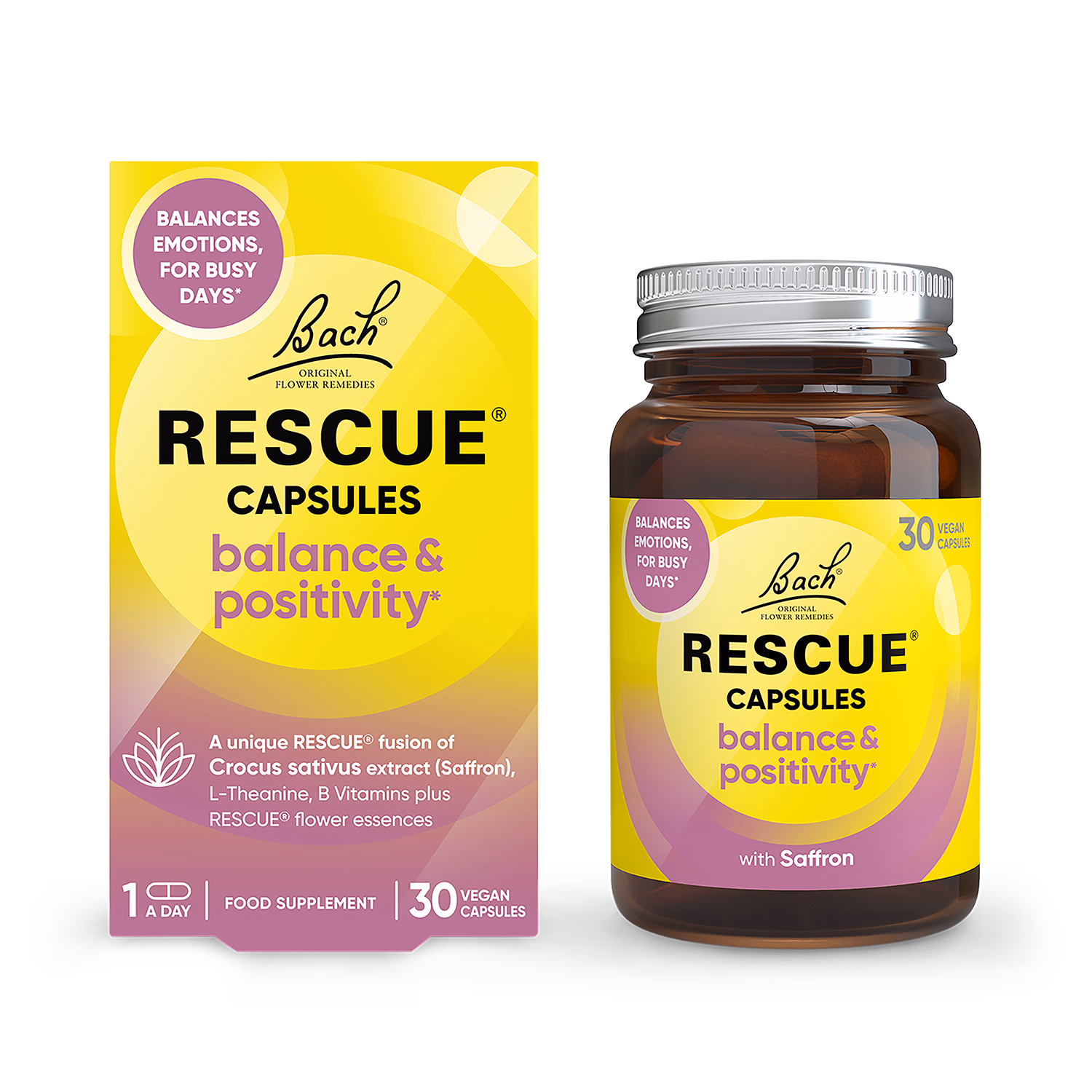 Bach RESCUE Balance & Positivity 30 Vegan Capsules