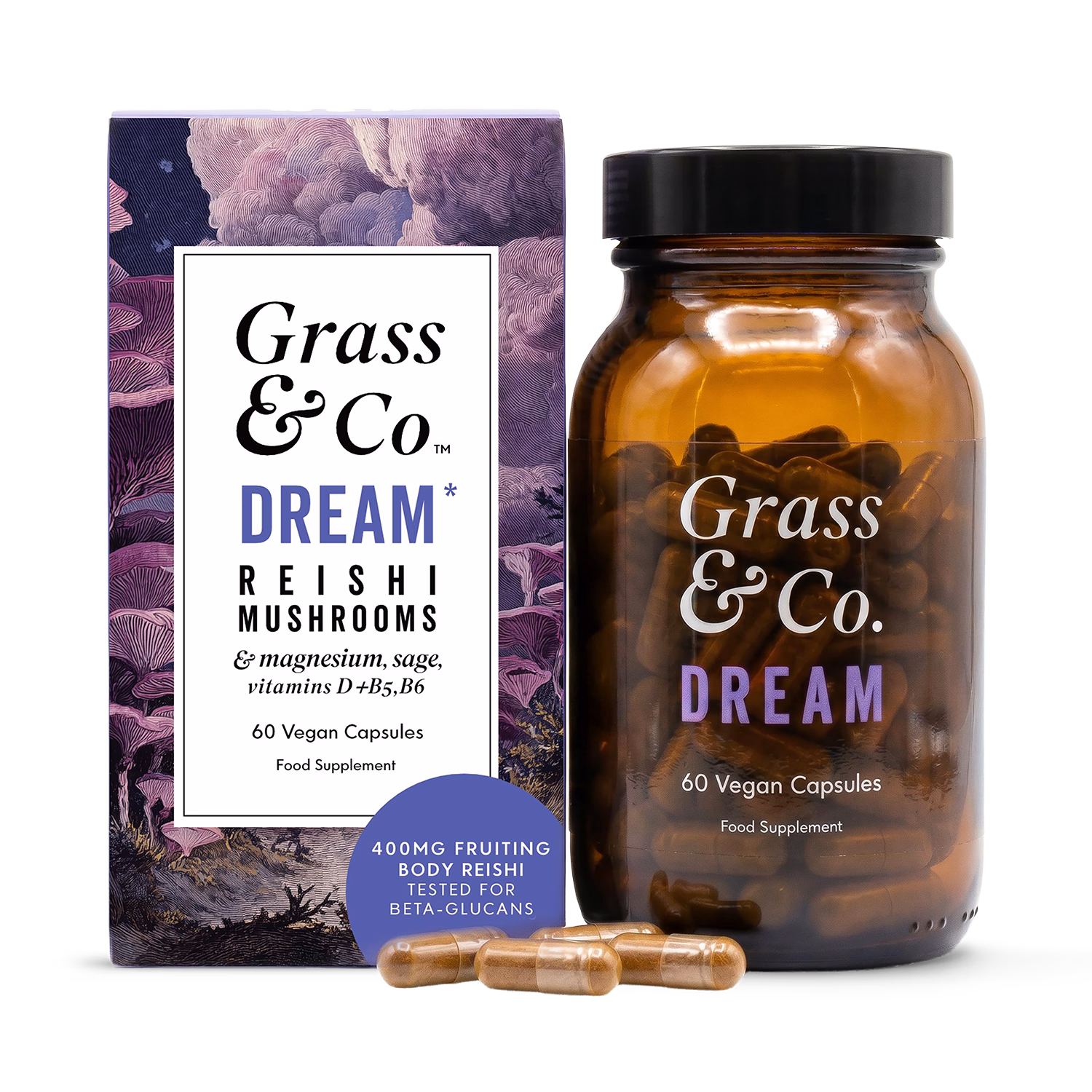 Reishi Mushroom Sleep Support with Magnesium and Sage 60 Vegan Capsules