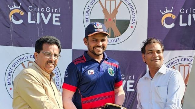Priyam Garg receive Man of the match honor in 15th Vaibhav Memorial T-20