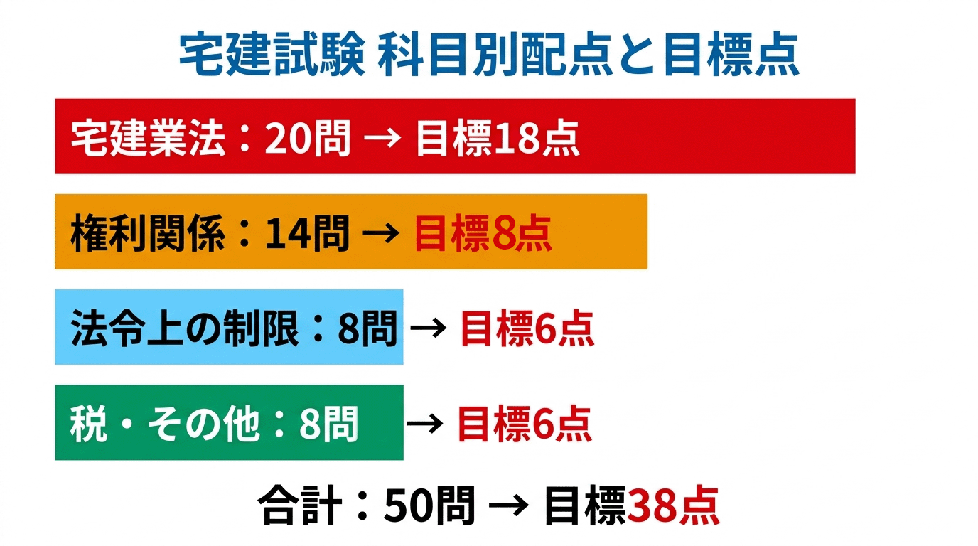 宅建試験の科目別配点