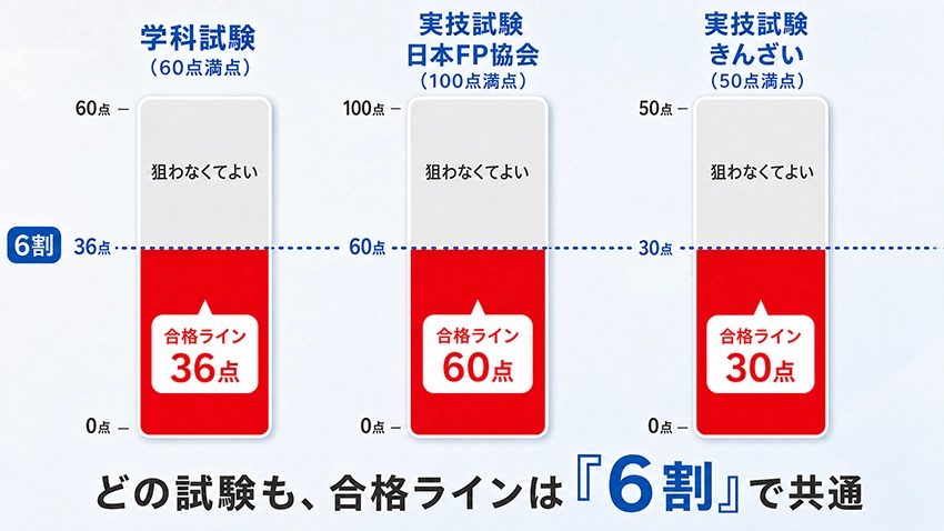 FP技能検定 合格ラインは学科・実技ともに6割