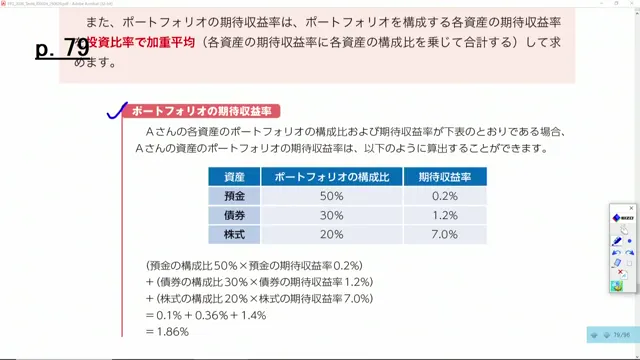 ポートフォリオの期待収益率の計算例