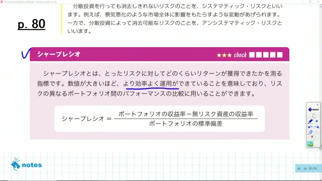 システマティック・リスクとシャープレシオの説明