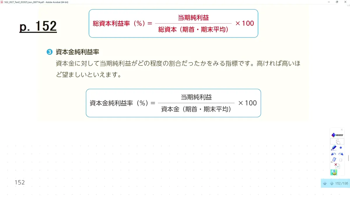 総資本利益率と資本金純利益率の計算式