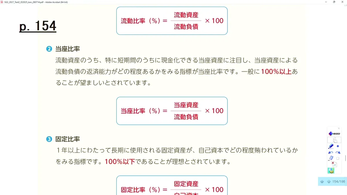 流動比率・当座比率・固定比率の計算式と目安