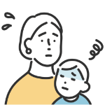 子育てしながら働ける職場があるのか不安に感じている主婦のイラスト