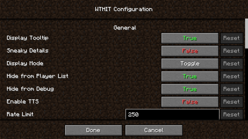 WTHIT Configuration