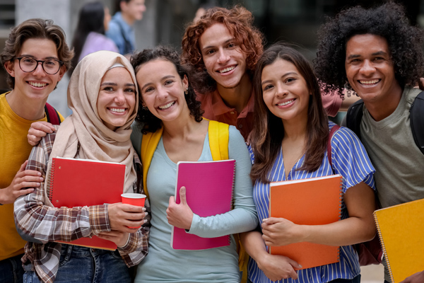 Diverse group of college students