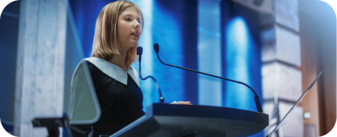 Young Girl Delivering a Powerful Speech