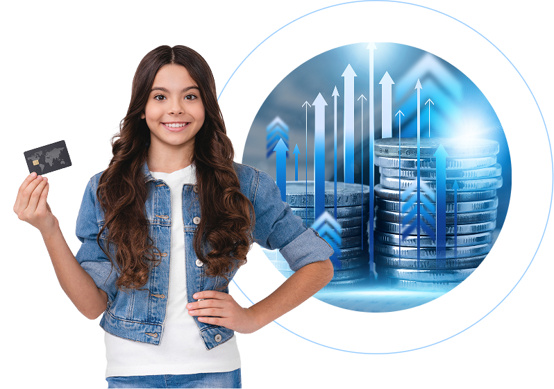 teenager girl holding credit card
