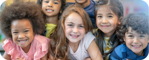 Group of multicultural kids in a classroom