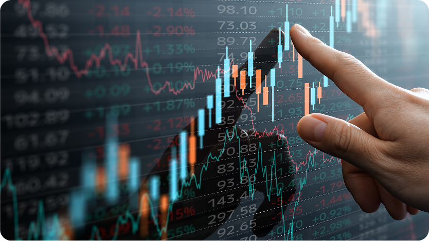 Candlestick chart and data of financial market