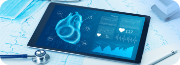 A tablet with a heart panel information