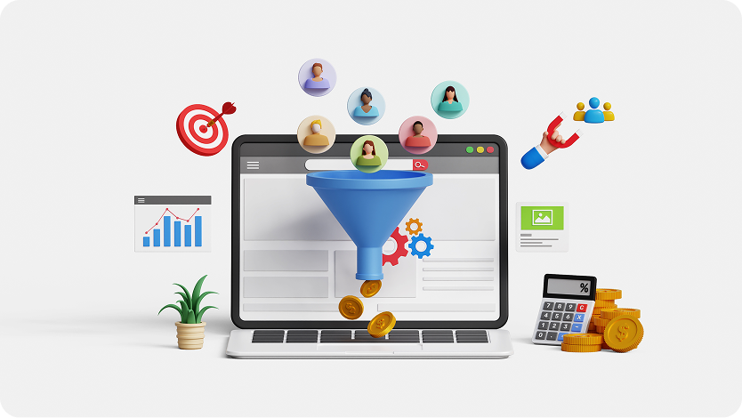 Lead generation, manage marketing targets, audience outreach concept