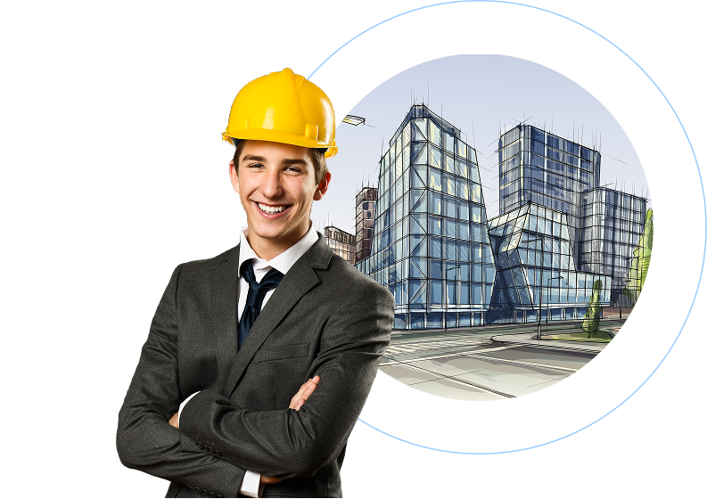 Yourn teen with an architect helmet