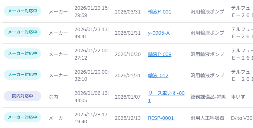修理・不具合管理