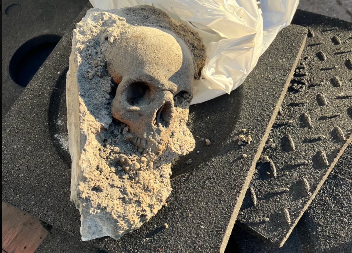 Skull encased in concrete at Black Falcon Terminal in South Boston proves to be a hoax