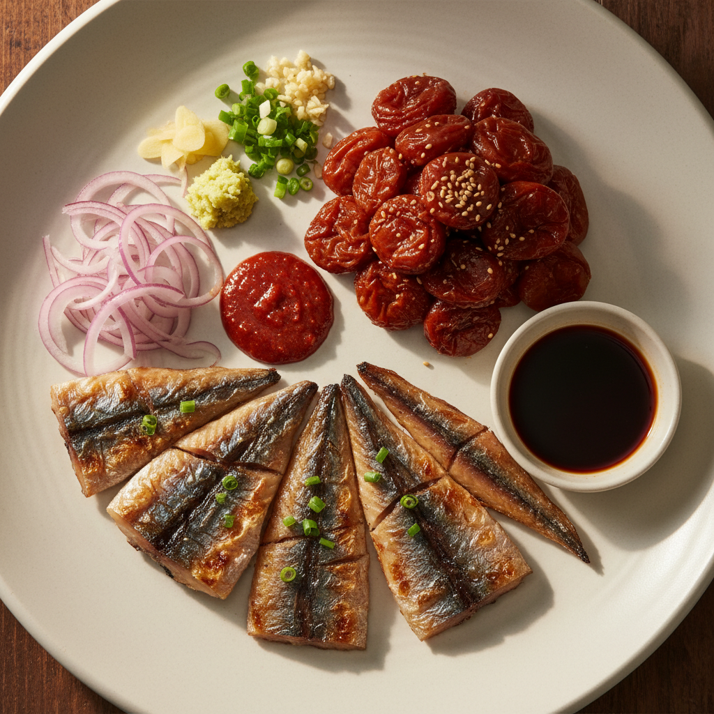 매실장아찌와 과매기구이