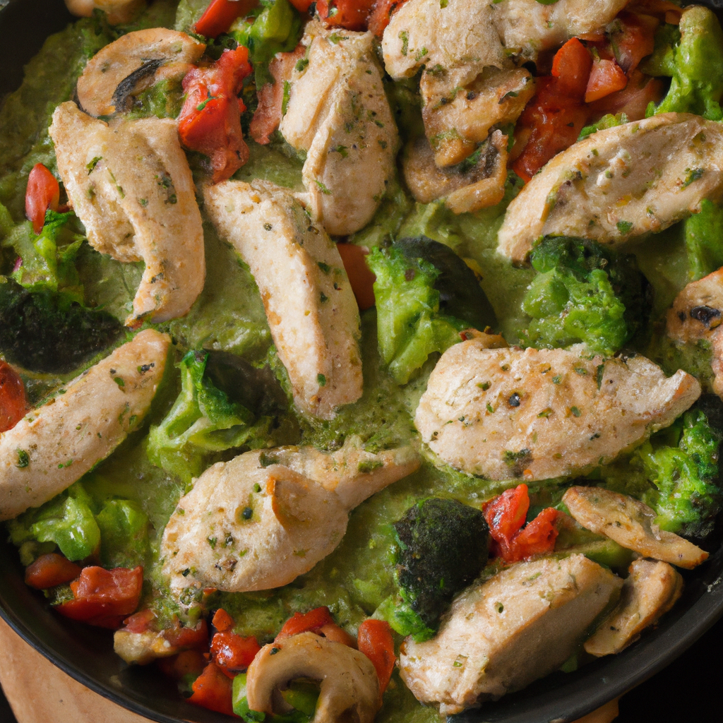 Creamy Pesto Chicken and Vegetable Skillet