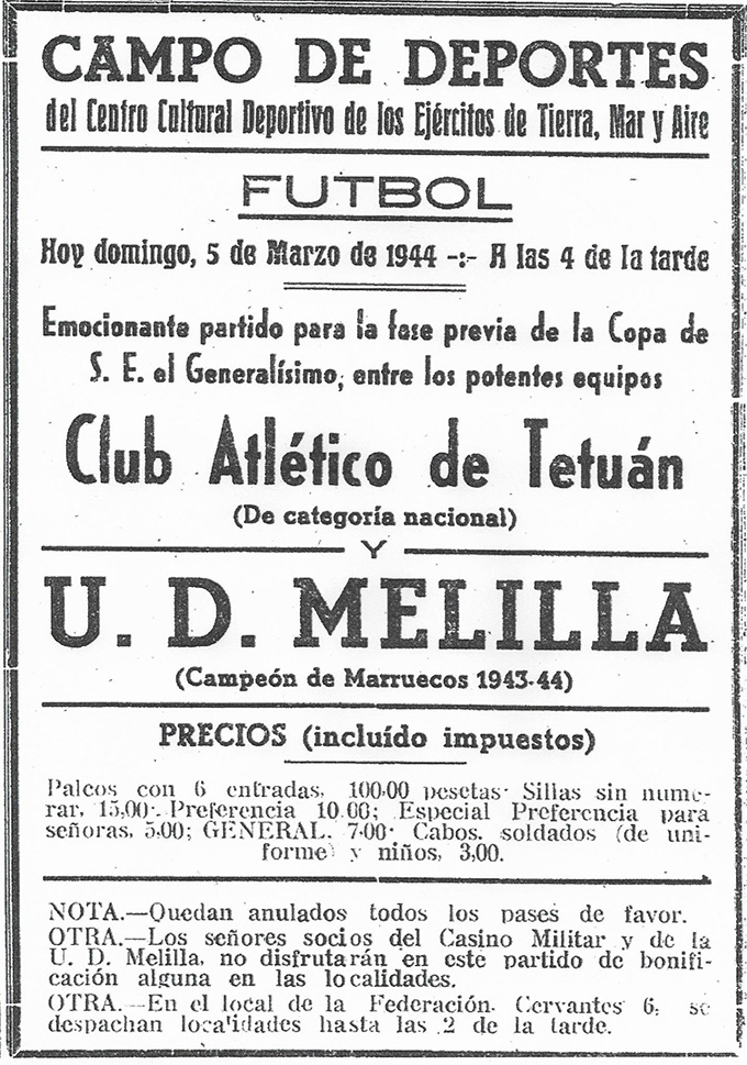  - El 25 de junio de 1944 el fútbol melillense alcanzaba  por primera vez una categoría nacional