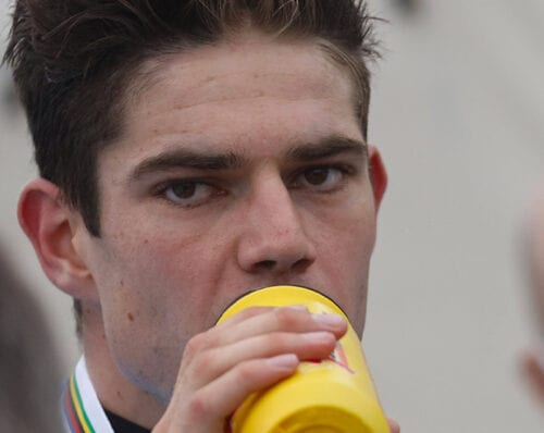 Wout Van Aert, Imola 2020 podio, secondo posto