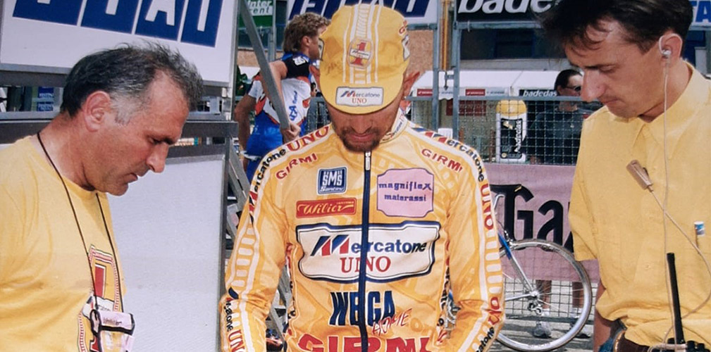 Luigi Veneziano con Marco Pantani e Alessandro Giannelli