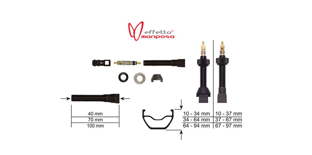 Coppia valvole tubeless Effetto Mariposa kit 2 ruote 40mm