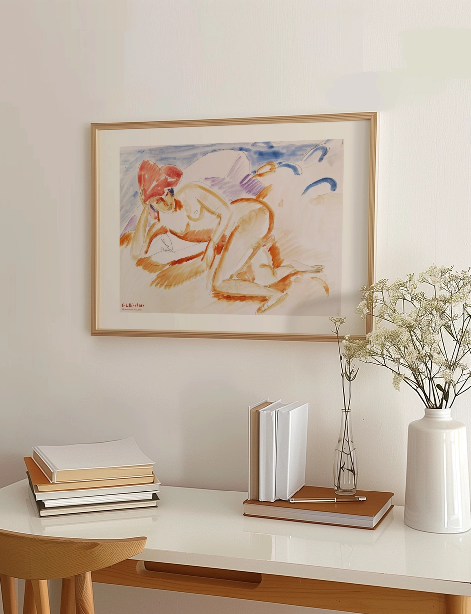 Akt mit rotem Hut - Ernst Ludwig Kirchner