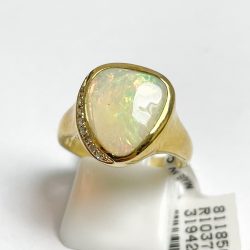 18K Solid White Opal Ring