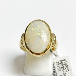 18K Solid White Opal Ring