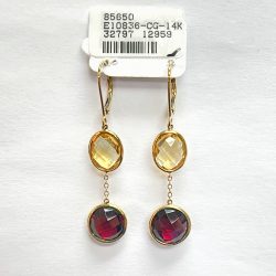 14K Citrine + Garnet Earring