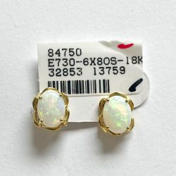 18K Solid White Opal Earring