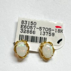 18K Solid White Opal Earring