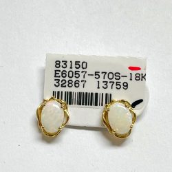 18K Solid White Opal Earring