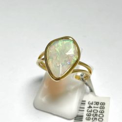 18K Solid White Opal Ring