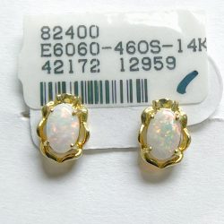 14K Solid White Opal Earring