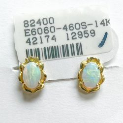 14K Solid White Opal Earring