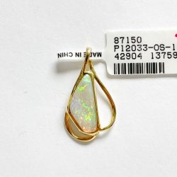 18K Solid White Opal Pendant