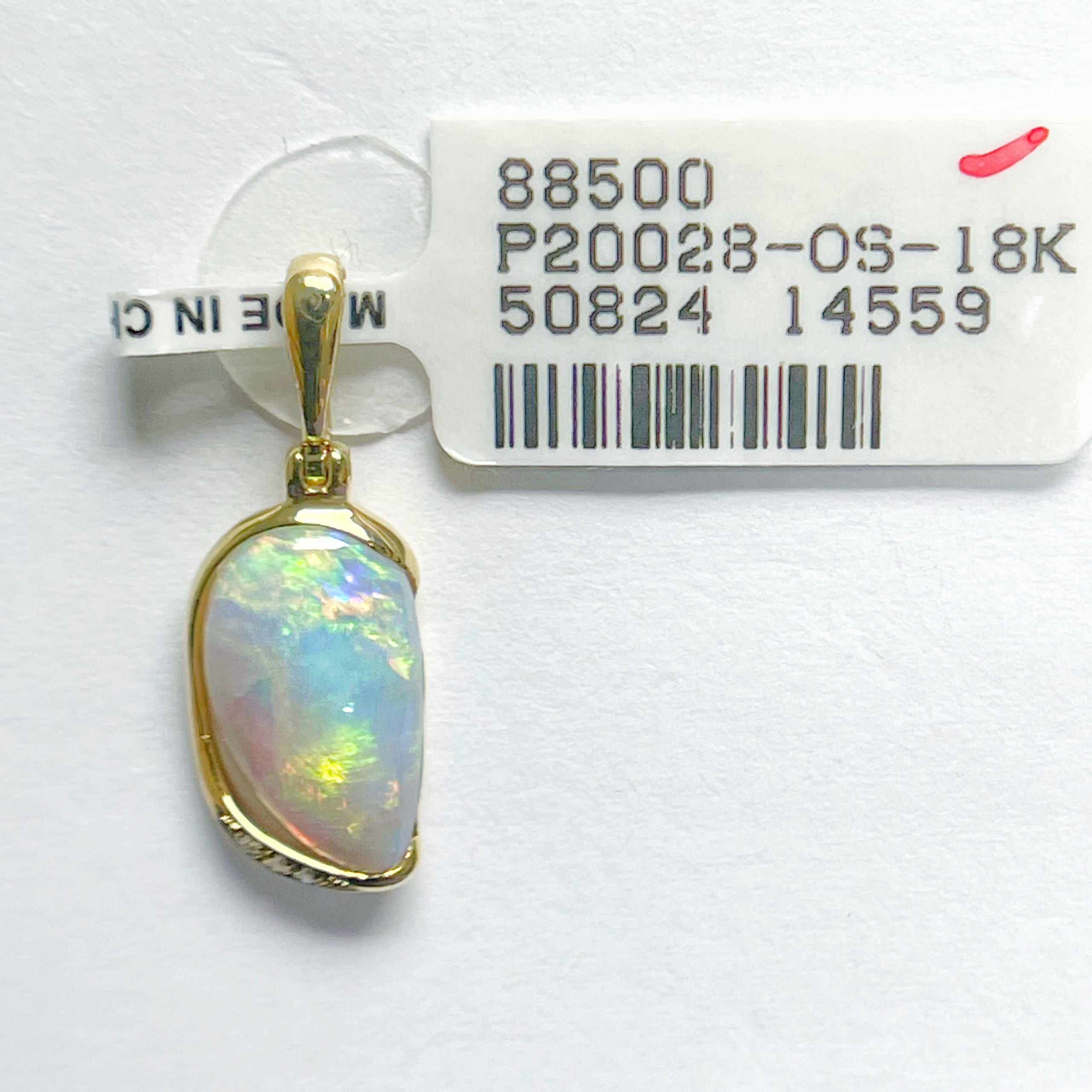 18K Solid White Opal Pendant