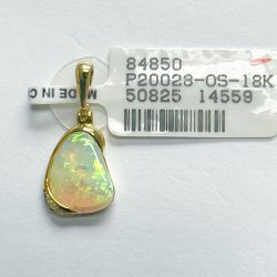 18K Solid White Opal Pendant