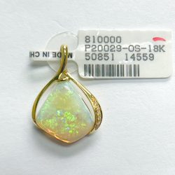 18K Solid White Opal Pendant