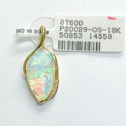 18K Solid White Opal Pendant